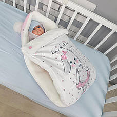 Зимовий конверт на виписку 2в1 чохол в коляску / дитячий спальник з непромокаючою преміум-плащової тканини та хутра, фото 5