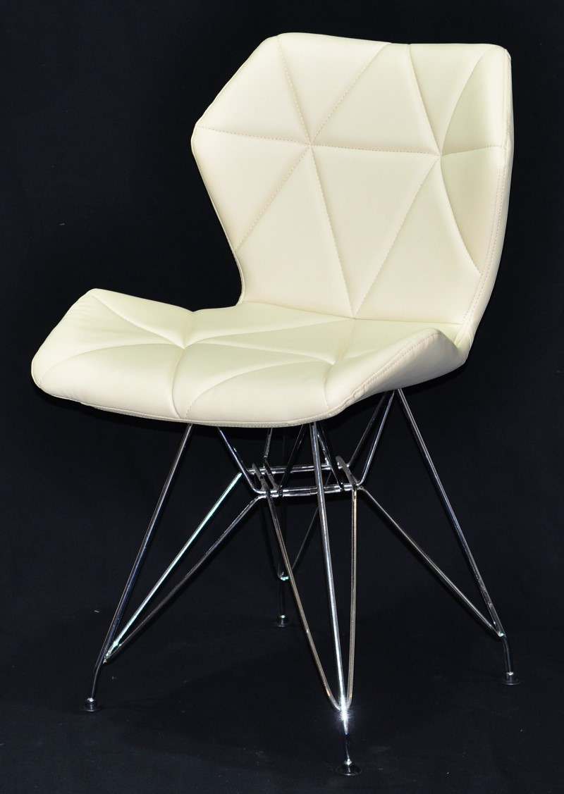 Стілець Greg CH-ML екошкіра бежевий 1017 на хромованих ніжках, дизайн Charles&Ray Eames
