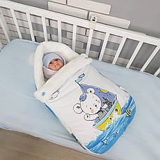 Зимовий конверт на виписку 2в1 чохол в коляску / дитячий спальник з непромокальної преміум-плащової тканини та хутра, фото 2