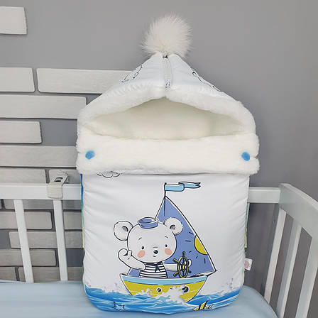 Зимовий конверт на виписку 2в1 чохол в коляску / дитячий спальник з непромокальної преміум-плащової тканини та хутра, фото 1