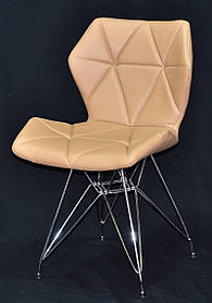 Стілець Greg CH-ML екошкіра бежевий 1009 на хромованих ніжках, дизайн Charles&Ray Eames