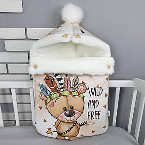 Зимовий конверт на виписку 2в1 чохол в коляску / дитячий спальник з непромокальної преміум-плащової тканини та хутра, фото 1