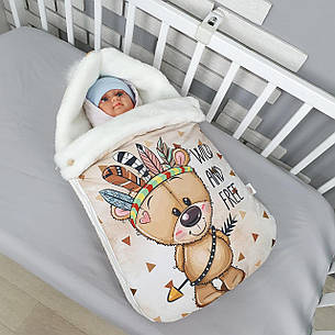 Зимовий конверт на виписку 2в1 чохол в коляску / дитячий спальник з непромокальної преміум-плащової тканини та хутра, фото 2