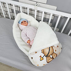 Зимовий конверт на виписку 2в1 чохол в коляску / дитячий спальник з непромокальної преміум-плащової тканини та хутра, фото 4