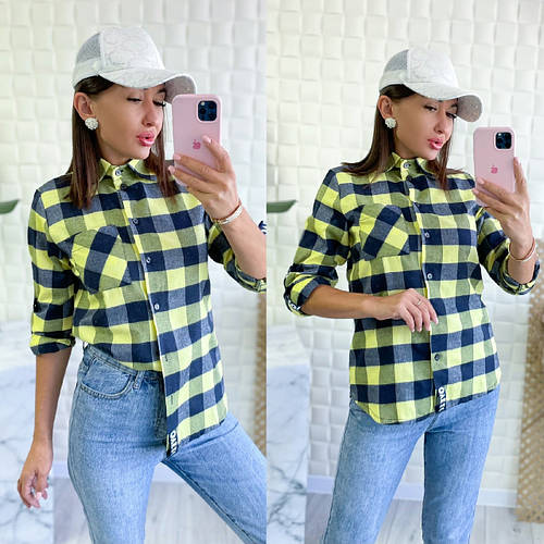 Женская байковая рубашка в клетку 44; 46; 48; 50; 52 "RYZHULIA ...