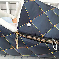 Зимовий конверт на виписку 2в1 чохол в коляску / дитячий спальник з непромокаючої преміум-плащової тканини та хутра, фото 3