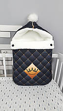 Зимовий конверт на виписку 2в1 чохол в коляску / дитячий спальник з непромокаючої преміум-плащової тканини та хутра, фото 2