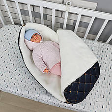 Зимовий конверт на виписку 2в1 чохол в коляску / дитячий спальник з непромокаючої преміум-плащової тканини та хутра, фото 5