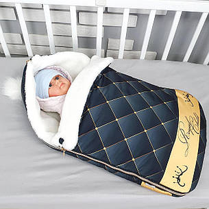 Зимовий конверт на виписку 2в1 чохол в коляску / дитячий спальник з непромокаючої преміум-плащової тканини та хутра, фото 2