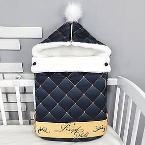 Зимовий конверт на виписку 2в1 чохол в коляску / дитячий спальник з непромокаючої преміум-плащової тканини та хутра, фото 1