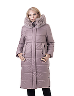 Модное женское пальто зимнее с натуральным мехом