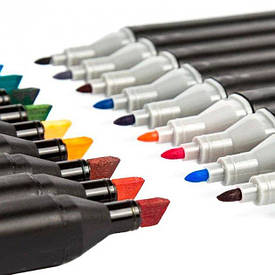 Набір скетч маркерів для малювання Touch Sketch 24 шт двосторонні фломастери чорний корпус
