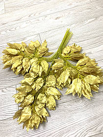 Гілки фікуса, листя фікуса для декору ( золото 12 штук)
