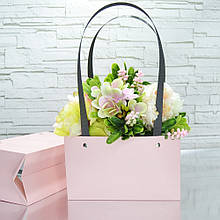 Флористична сумочка колір пудра, з ручкою 22 см на 12 см