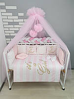 Набор постельного белья детскую кроватку с косичкой - Бортики со съемными чехлами и конверт на выписку