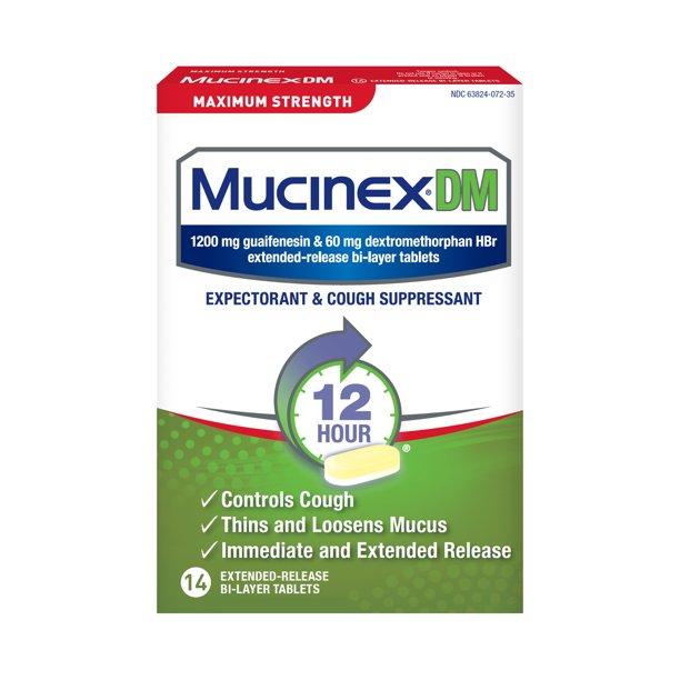 Отхаркивающее и противокашлевое средство Mucinex DM Максимальная сила от кашля 14 таблеток