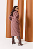 Жіноче пальто на підкладці з поясом і прорізними кишенями приспущений рукав великі розміри, фото 3