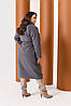 Жіноче пальто на підкладці з поясом і прорізними кишенями приспущений рукав великі розміри, фото 5