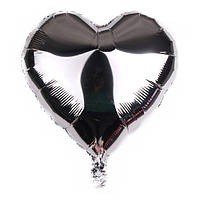 Сердце "18" дюймов(45 см) цвет серебро фольгированный шар