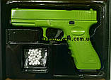 Дитячий ігровий пістолет Глок Vigor V20 Glock металевий Салатовий, фото 3