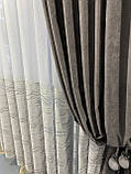 Тканина для штор сіра однотонна мікровелюр Diamond, фото 3