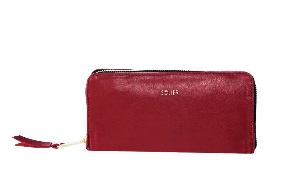 Жіночий шкіряний гаманець Solier 19,5 х 9,5 х 2 (P02) - червоний