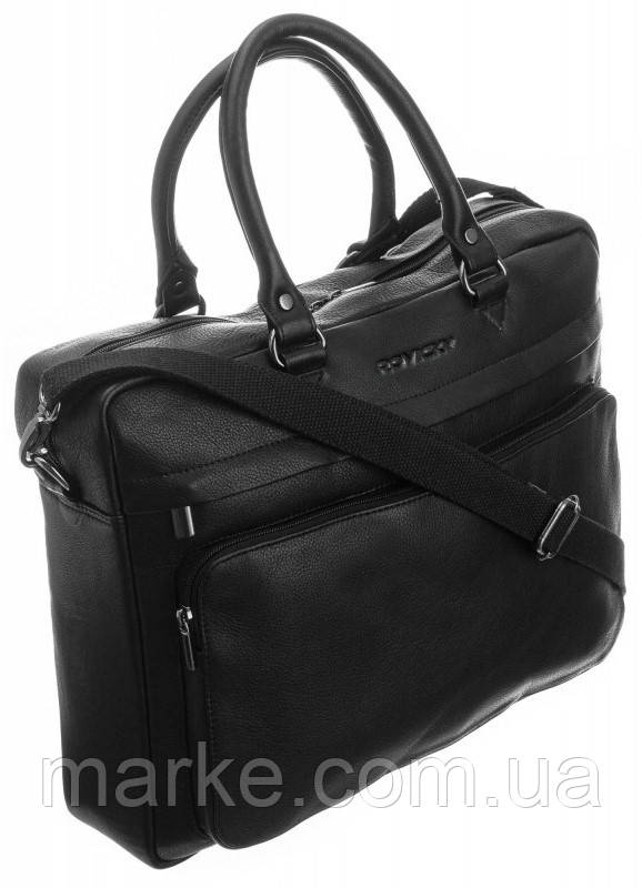 Сумка, портфель для ноутбука з натуральної шкіри Rovicky R4080NDM чорна
