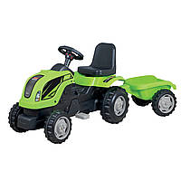 Детский трактор на педалях зеленый MMX MICROMAX с прицепом (01-011) игрушка для ребенка