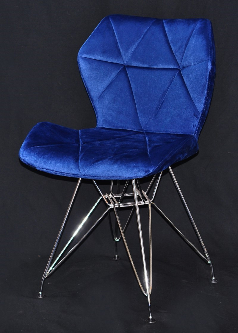 Стілець Greg CH-ML оксамит синій B-1026 на хромованих ніжках, дизайн Charles&Ray Eames