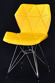 Стілець Greg CH-ML оксамит жовтий B-1027 на хромованих ніжках, дизайн Charles&Ray Eames