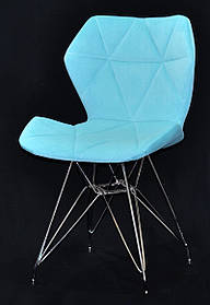 Стілець Greg CH-ML оксамит блакитний B-1019 на хромованих ніжках, дизайн Charles&Ray Eames