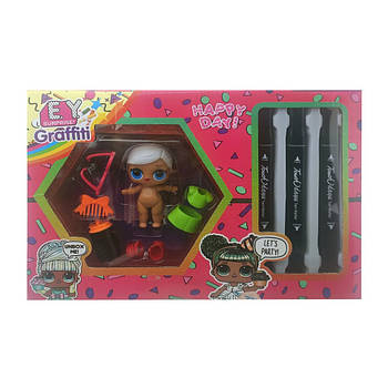 Дитяча лялька "L.Q.L" EY2413 з маркерами (Блондинка в зеленому платті)