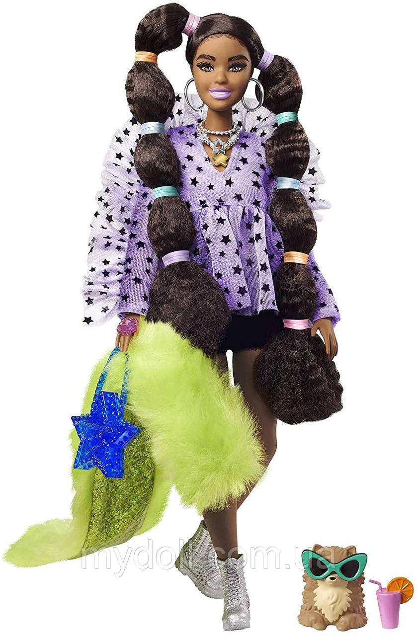 Уценка! Лялька Барбі Екстра Модниця з пухнастою накидкою та косичками — Barbie Extra Doll #7 GXF10