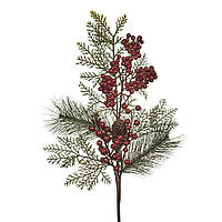 Штучна гілка сосни з ягодами та шишками 56cm Goodwill (ціна за 1 штуку)