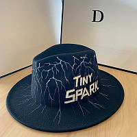 Шляпа Федора унисекс Graffiti Tiny Spark с устойчивыми полями черная