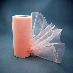 Фатин у рулонах/колір яскравий персик/ширина 15 см/рулон 9 м/замовлення від 1 шт.