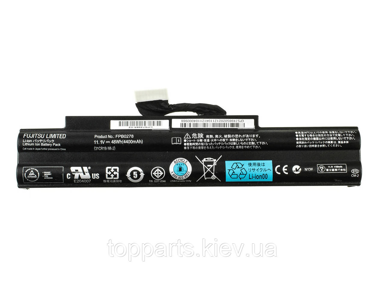 Батарея для ноутбука Fujitsu LifeBook AH552 FPB0278, 48Wh (4400mAh), 6cell, 11.1V, Li-ion, чорна,