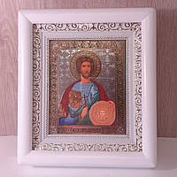 Икона Валерий Севастийский святой мученик, лик 10х12 см, в белом деревянном киоте