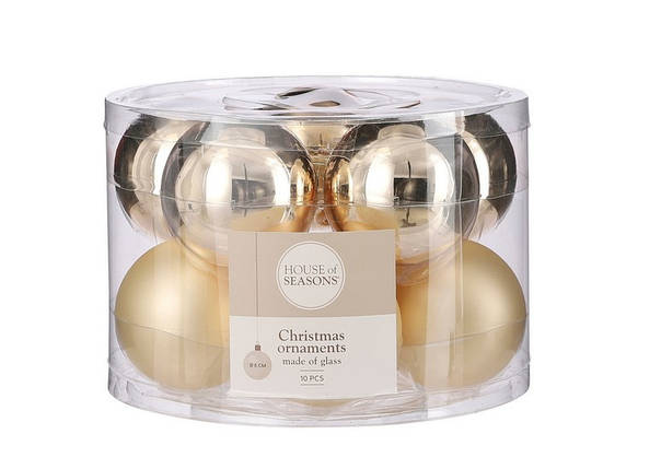 Ялинкові кульки 10 шт, 6 см, "House of Seasons", шампань, фото 1