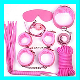 Набір для БДСМ, садо-мазо атрибутика, рожевий з чорним, фото 2