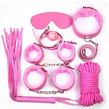 Набір для БДСМ, садо-мазо атрибутика, рожевий з чорним, фото 3