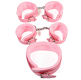 Набір для БДСМ, садо-мазо атрибутика, рожевий з чорним, фото 4