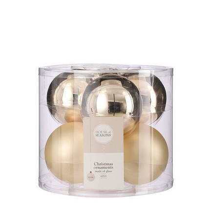 Ялинкові кульки 6 шт, 8 см, "House of Seasons", шампань, фото 1