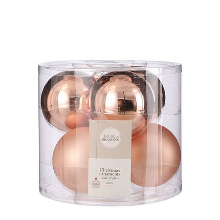 Ялинкові кульки 6 шт, 8 см, "House of Seasons", персикові, фото 1