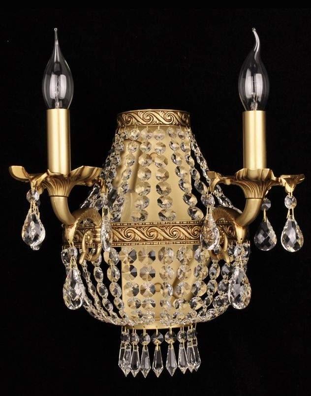 Світильник кришталевий настінний Бра класичний чотири лампочки золото
