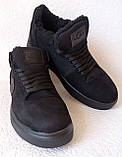 Чоловічі зимові черевики уги Ugg з натуральної матової шкіри чорного кольору, фото 7