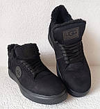 Чоловічі зимові черевики уги Ugg з натуральної матової шкіри чорного кольору, фото 10