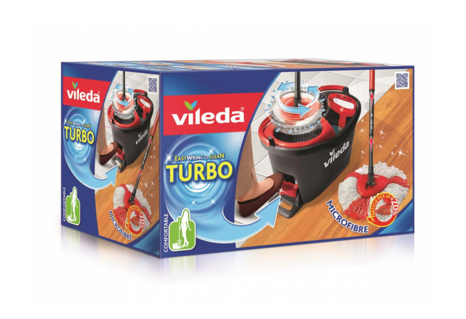 Vileda Набір для прибирання Easywring & Clean Turbo (швабра та відро з віджимом) (4023103194113)