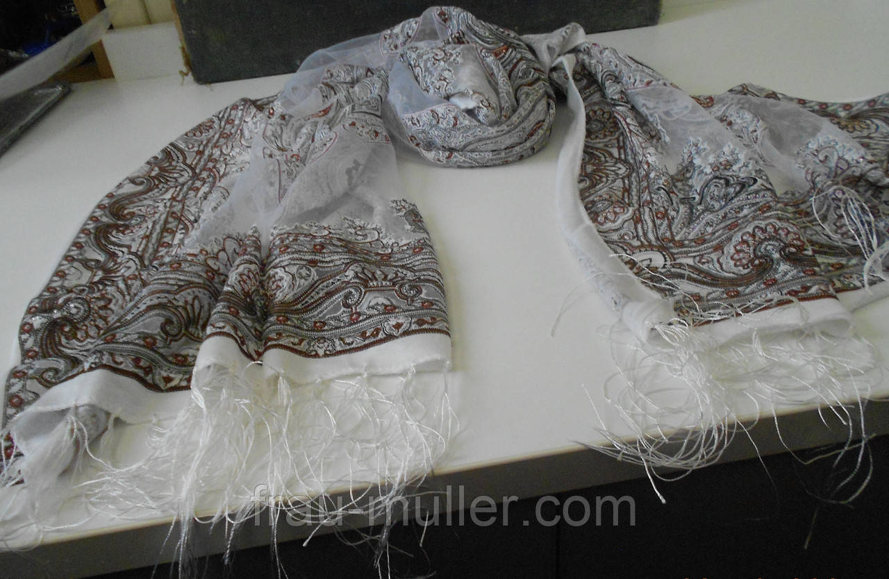 Ніжний шовковий шарф з східним малюнком Kapriz, фото 1