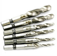 Позначники-свердла із шестигранним хвостовиком набір із 6 шт. для свердління, нарізування різі та зняття фаски